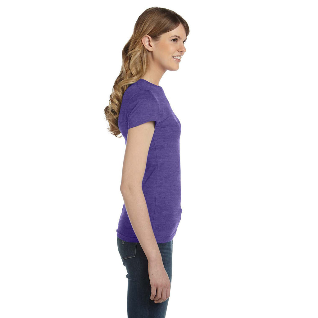 Anvil Women's Heather Purple Ringspun Fitted T-Shirt