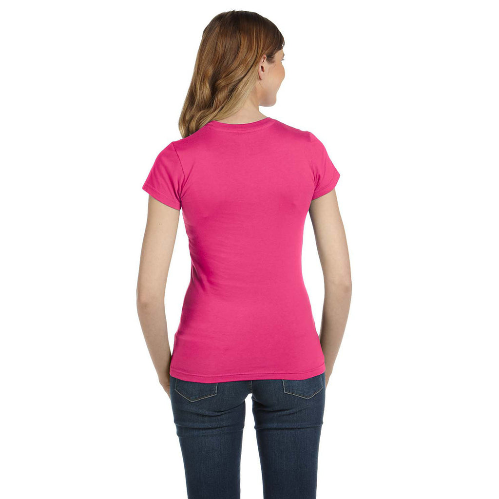 Anvil Women's Hot Pink Ringspun Fitted T-Shirt