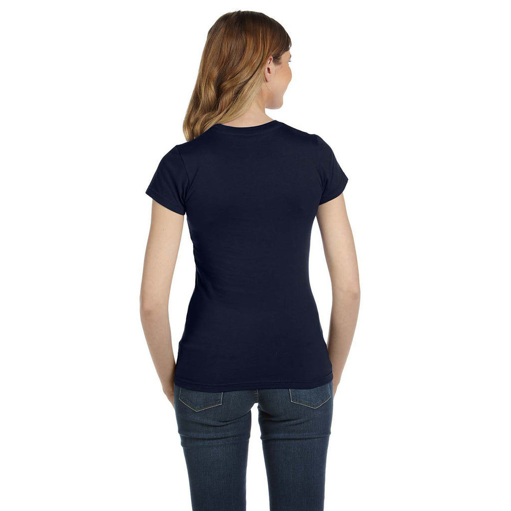 Anvil Women's Navy Ringspun Fitted T-Shirt