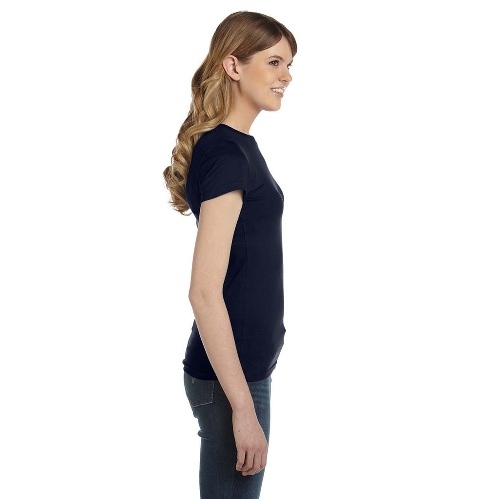 Anvil Women's Navy Ringspun Fitted T-Shirt