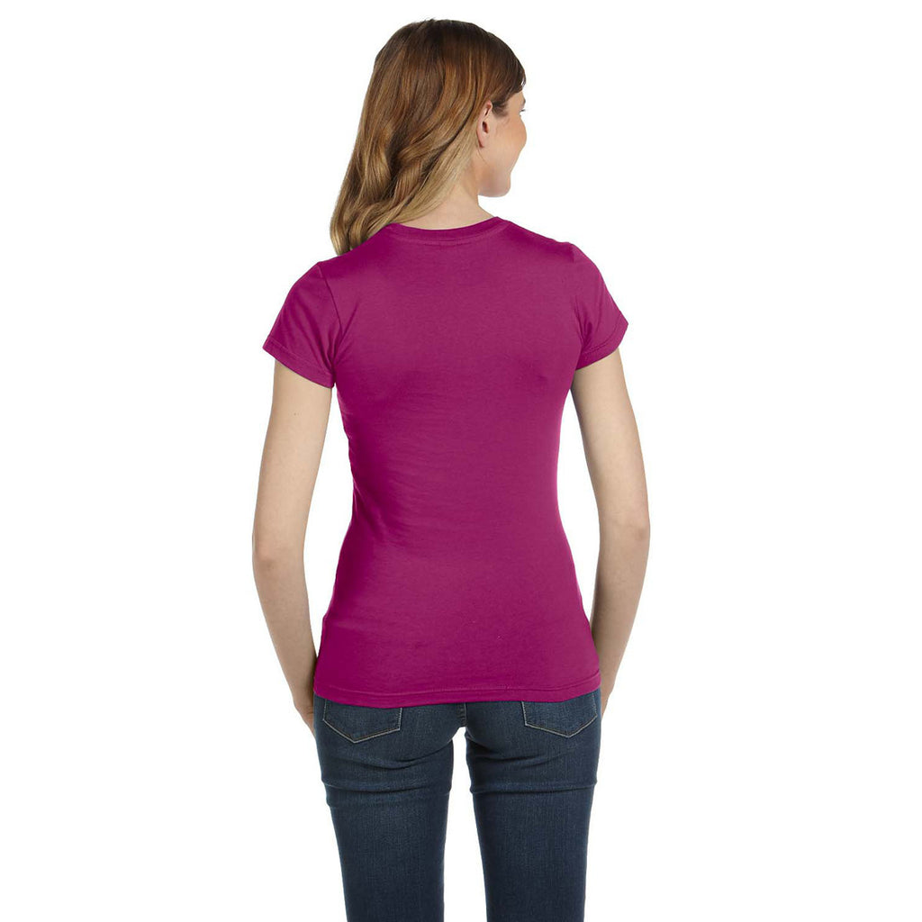 Anvil Women's Raspberry Ringspun Fitted T-Shirt