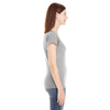 Anvil Women's Heather Grey Lightweight Fitted V-Neck Tee