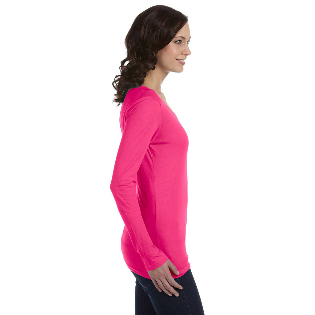 Anvil Women's Hot Pink Ringspun Sheer Long-Sleeve Featherweight T-Shirt