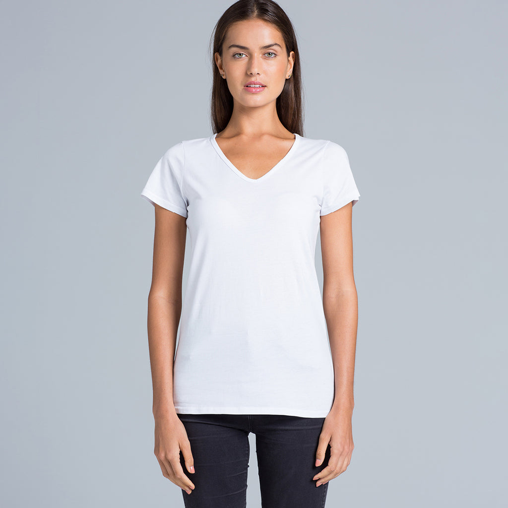 AS Colour Women's White Bevel V-Neck Tee