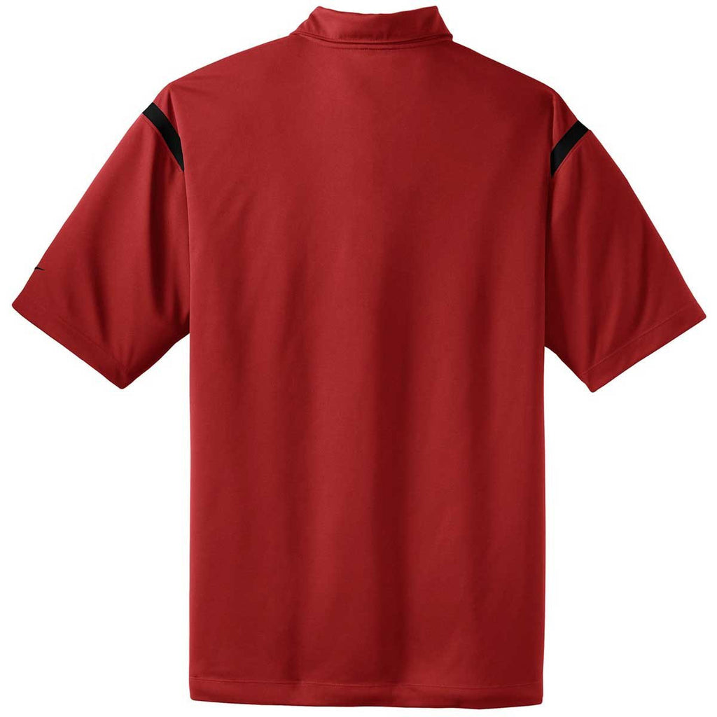 Nike Men's Varsity Red/Black Dri-FIT Short Sleeve Shoulder Stripe Polo