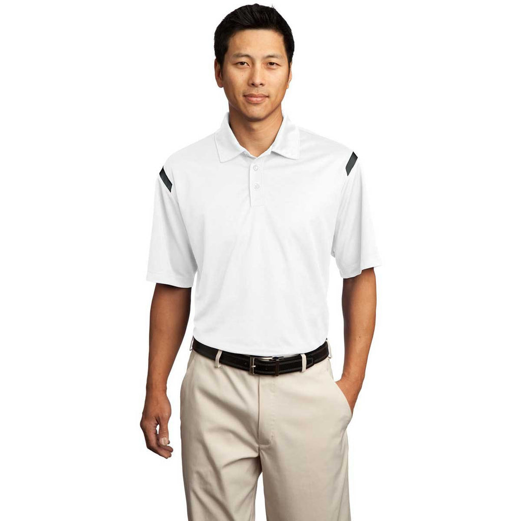 Nike Men's White/Black Dri-FIT Short Sleeve Shoulder Stripe Polo