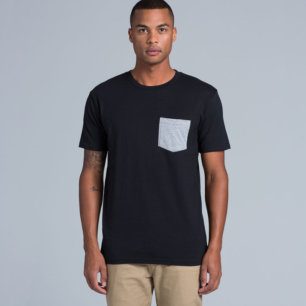 AS Colour Men's Black/Grey Marle Staple Pocket Tee