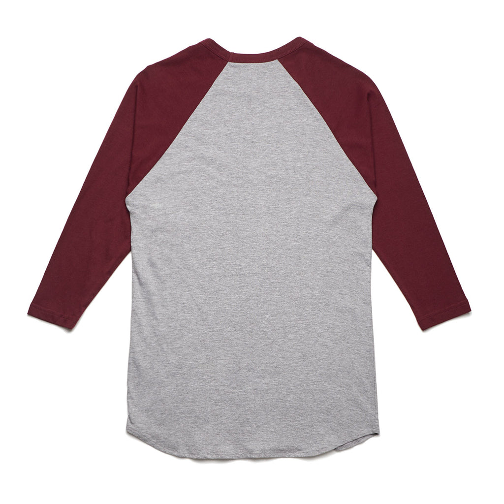 AS Colour Men's Grey Marle/Burgundy Raglan Tee