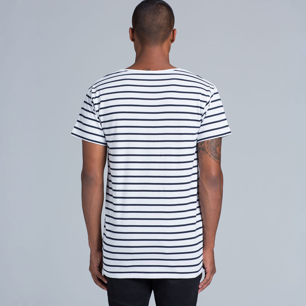 AS Colour Men's White/Navy Wire Stripe Tee