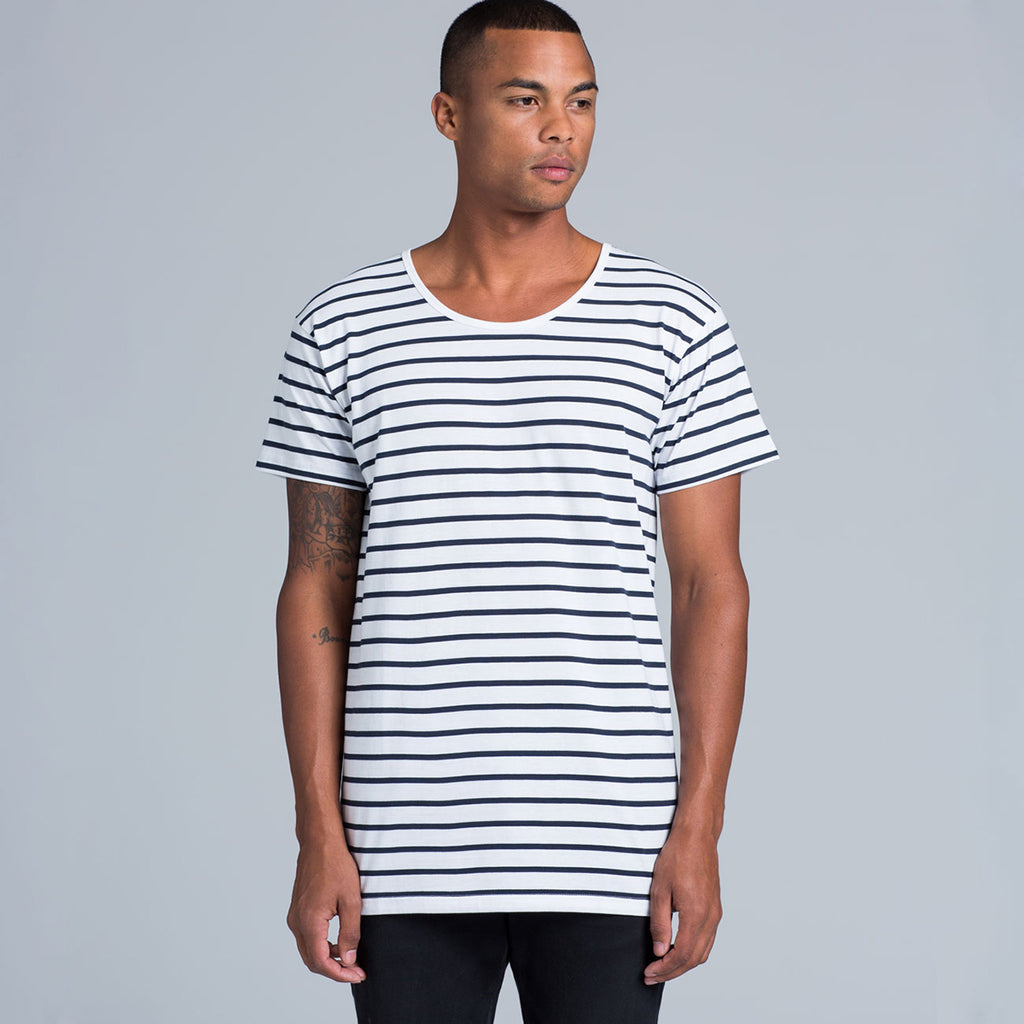 AS Colour Men's White/Navy Wire Stripe Tee