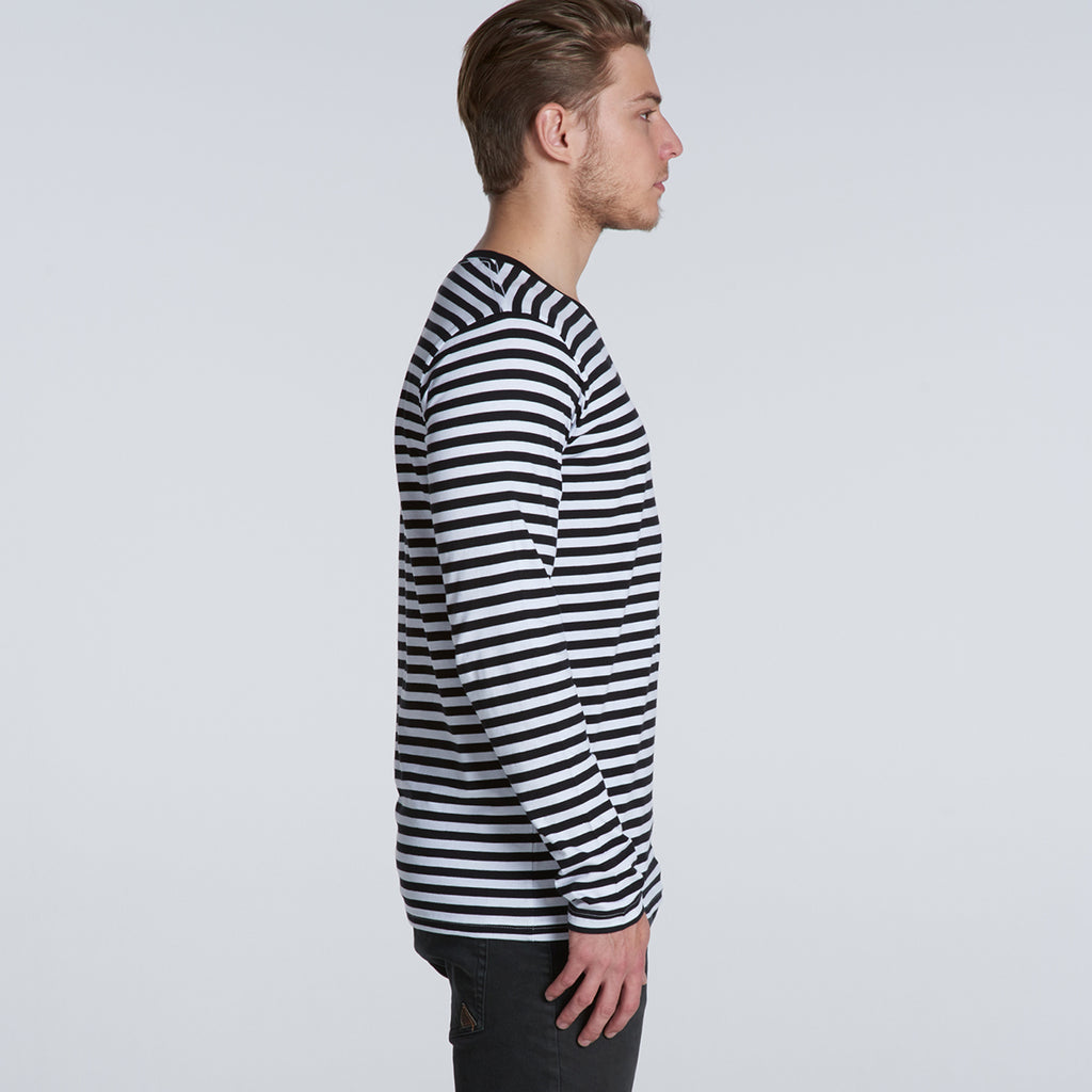 AS Colour Men's Black/White Match Stripe Long Sleeve Tee