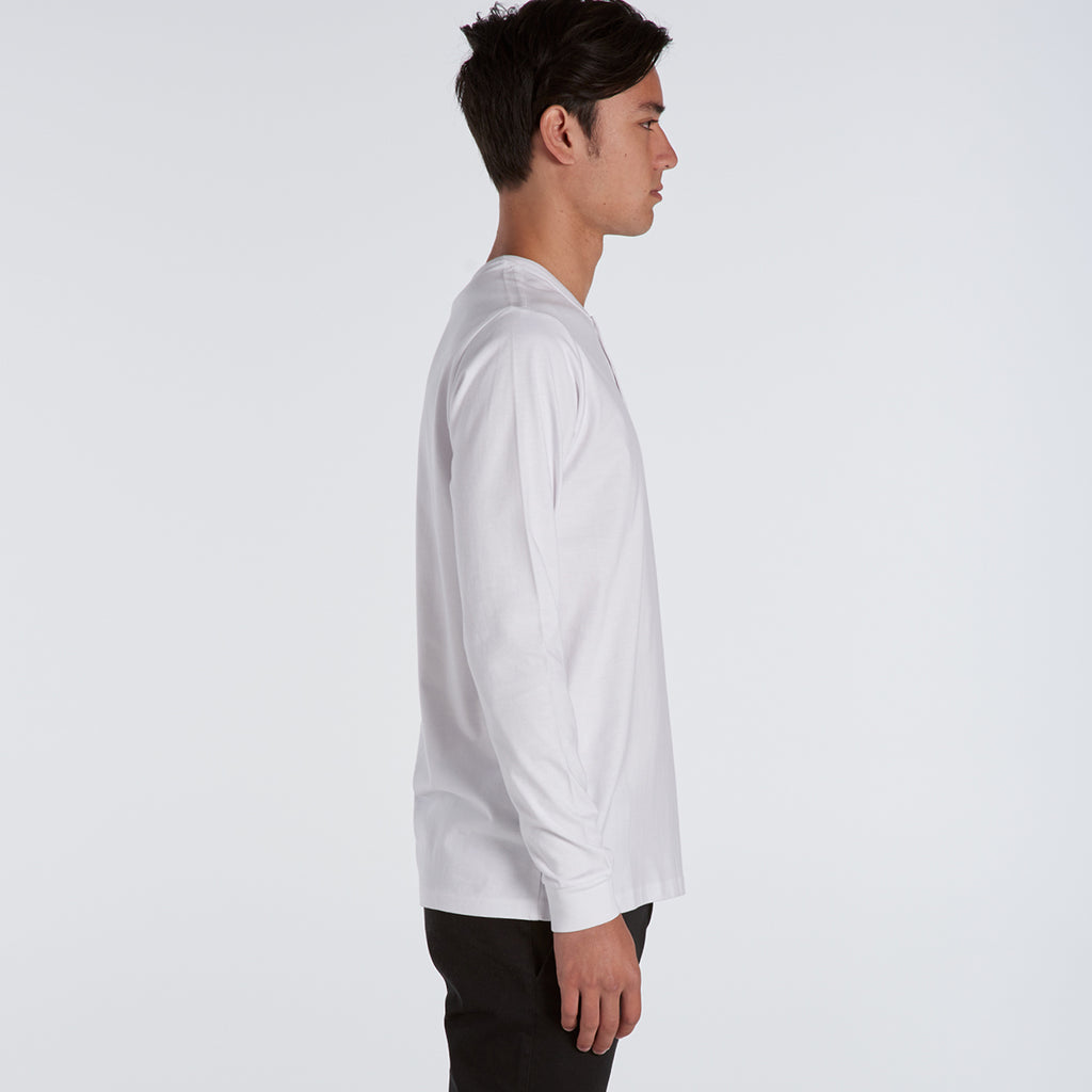 AS Colour Men's White Henley Long Sleeve Tee