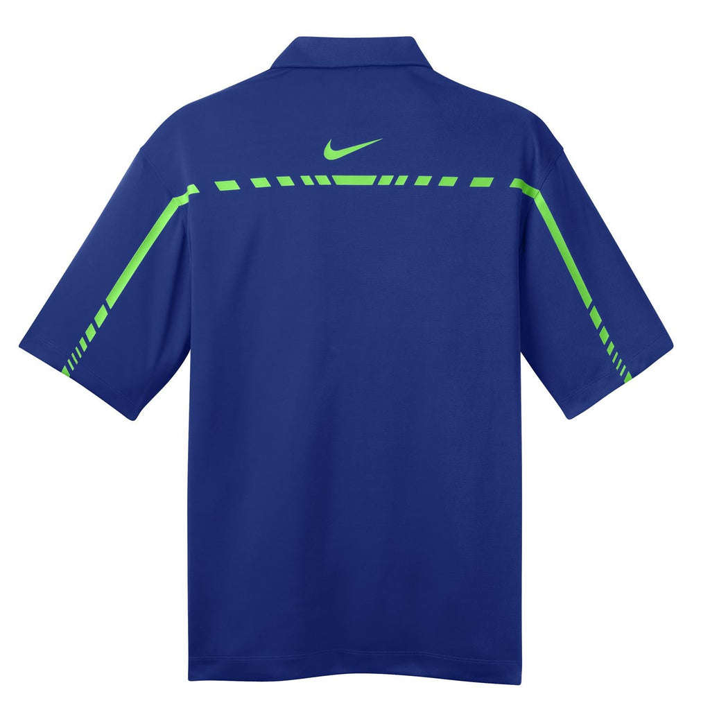 Nike Men's Rush Blue/Mean Green Dri-FIT Short Sleeve Graphic Polo