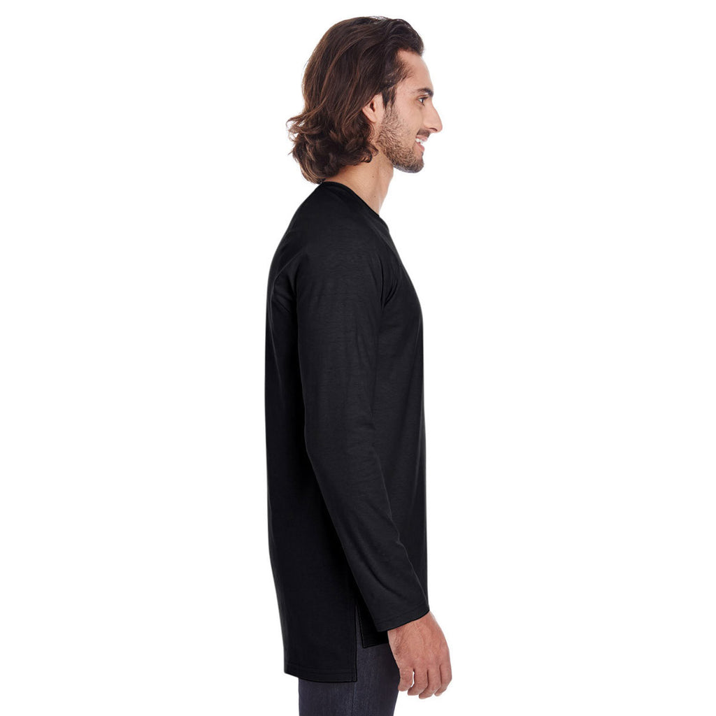 Anvil Men's Black Lightweight Long & Lean Raglan Long Sleeve T-Shirt