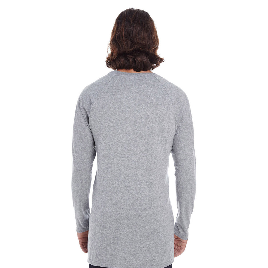Anvil Men's Heather Graphite Lightweight Long & Lean Raglan Long Sleeve T-Shirt
