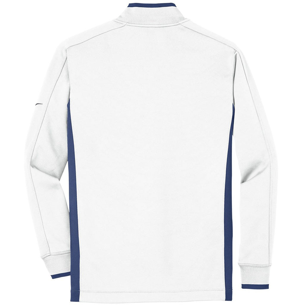 Nike Men's White/Deep Royal/Volt Dri-FIT Long Sleeve Quarter Zip Shirt