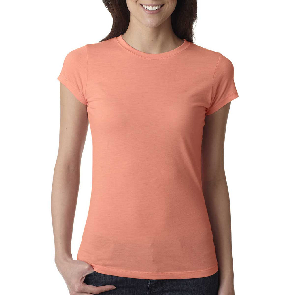 Next Level Women's Light Orange Poly/Cotton Short-Sleeve Tee