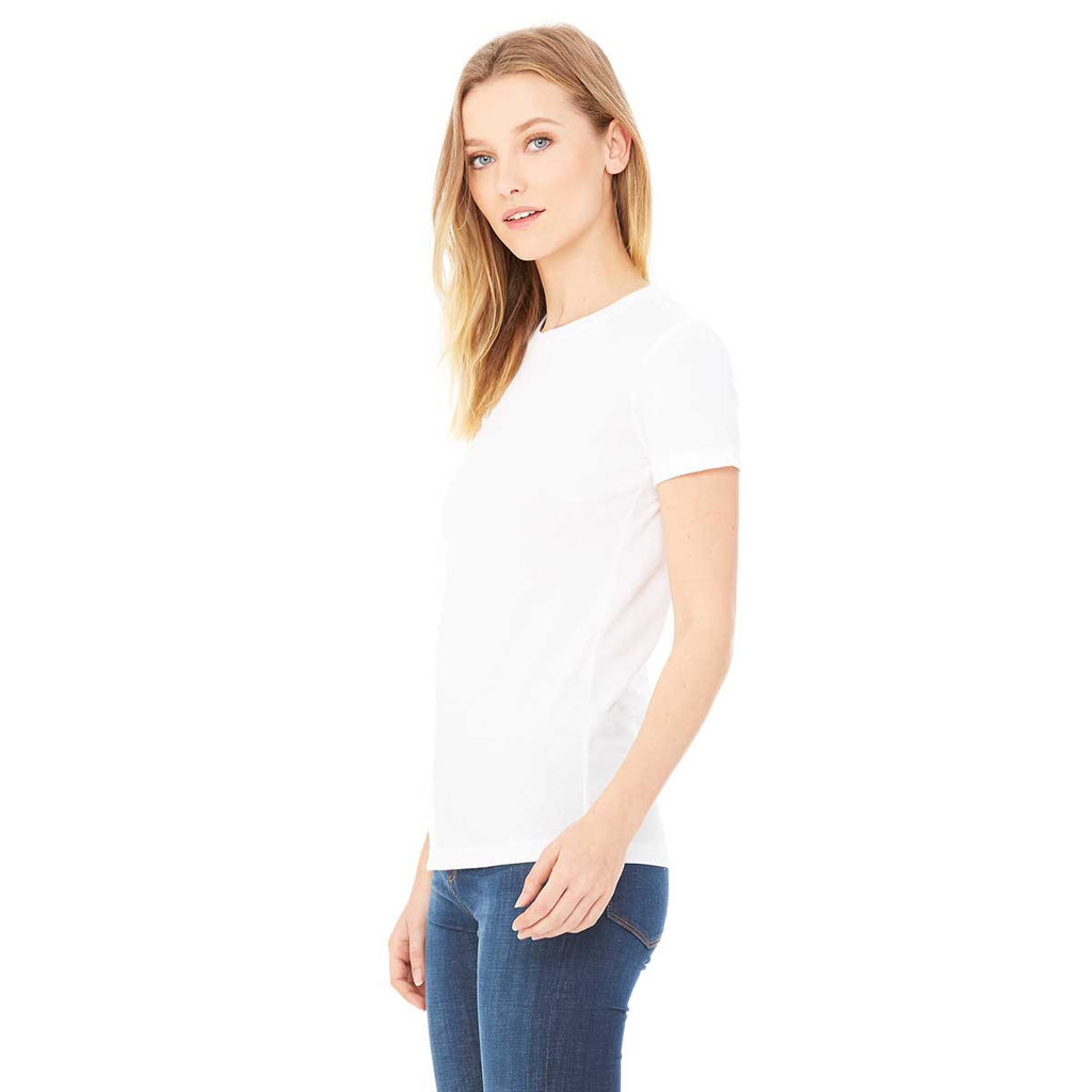 Bella + Canvas Women's Solid White Blend Jersey Short-Sleeve T-Shirt