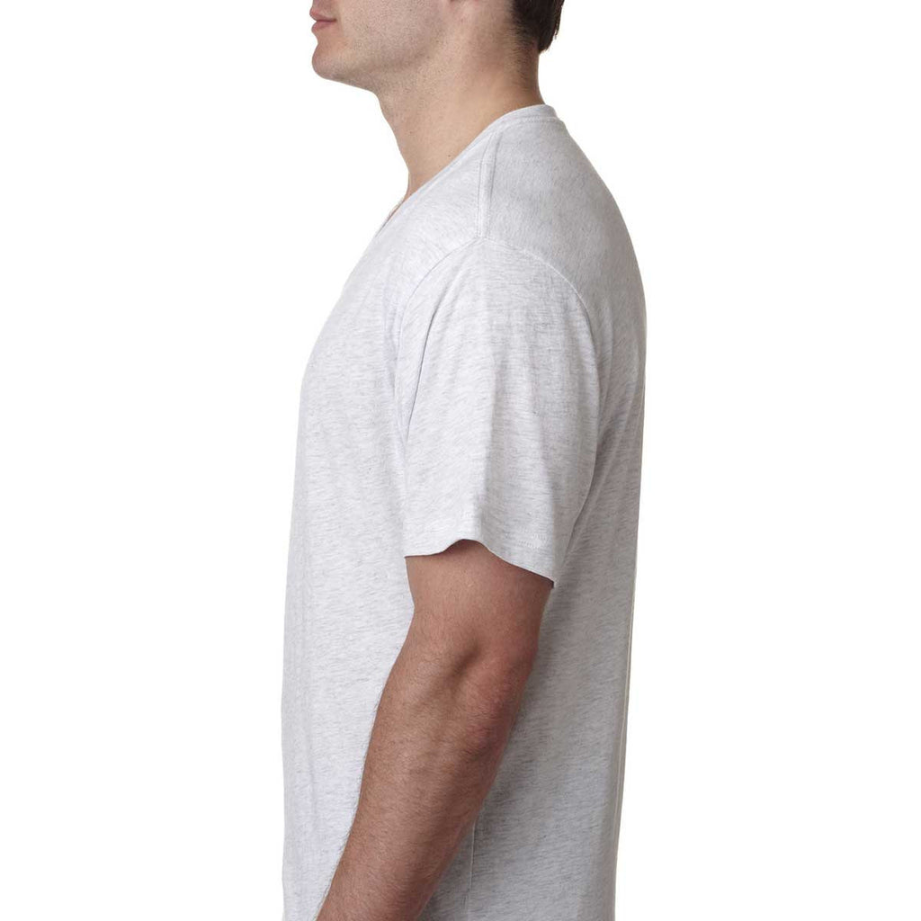 Next Level Men's Heather White Triblend V Neck Tee