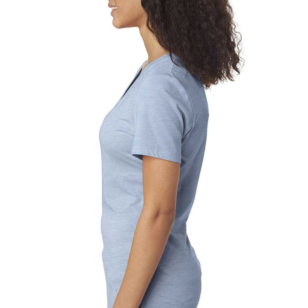 Next Level Women's Dusty Blue Poly/Cotton V Neck Tee