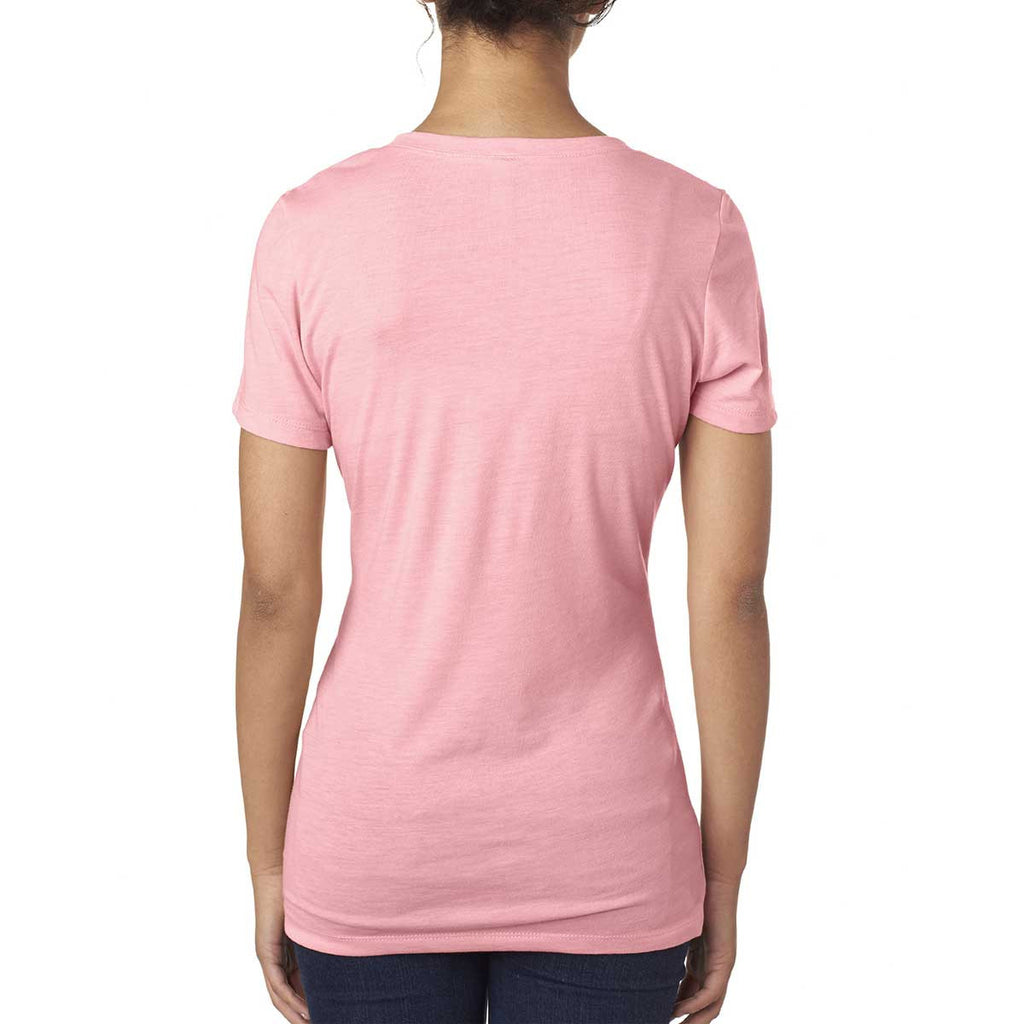 Next Level Women's Dusty Pink Poly/Cotton V Neck Tee