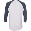 Next Level Unisex Indigo/Heather White Triblend 3/4-Sleeve Raglan Tee