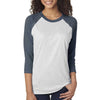 Next Level Unisex Indigo/Heather White Triblend 3/4-Sleeve Raglan Tee