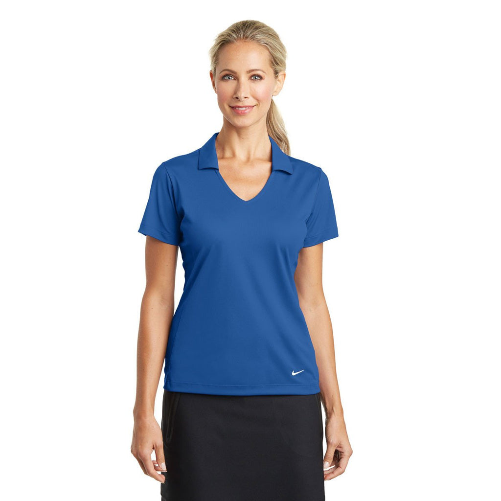 Nike Women's Gym Blue Dri-FIT Short Sleeve Vertical Mesh Polo