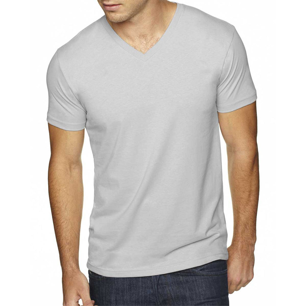 Next Level Men's Light grey Premium Fitted Sueded V-Neck Tee