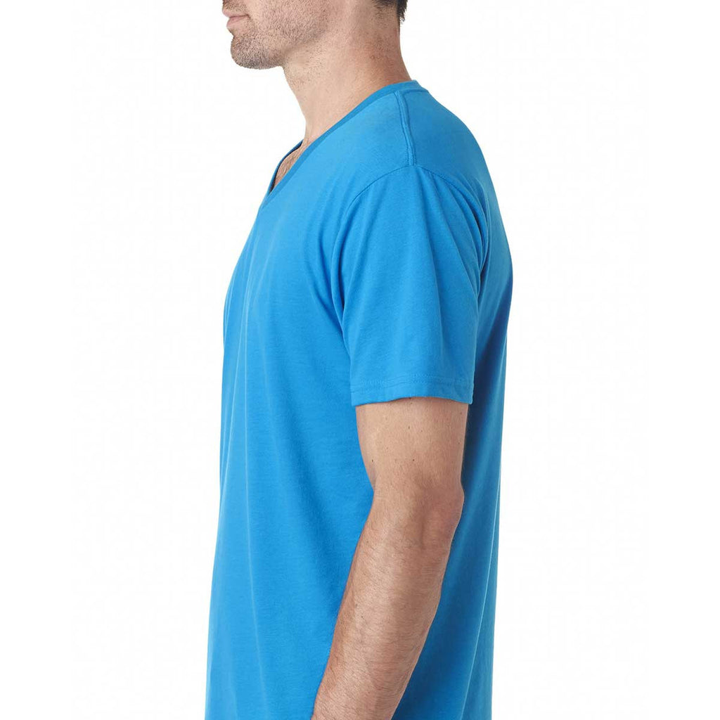 Next Level Men's Turquoise Premium Fitted Sueded V-Neck Tee