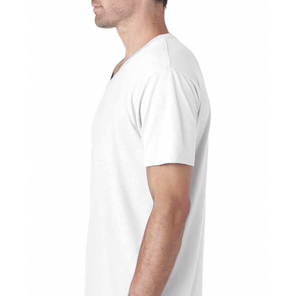 Next Level Men's White Premium Fitted Sueded V-Neck Tee