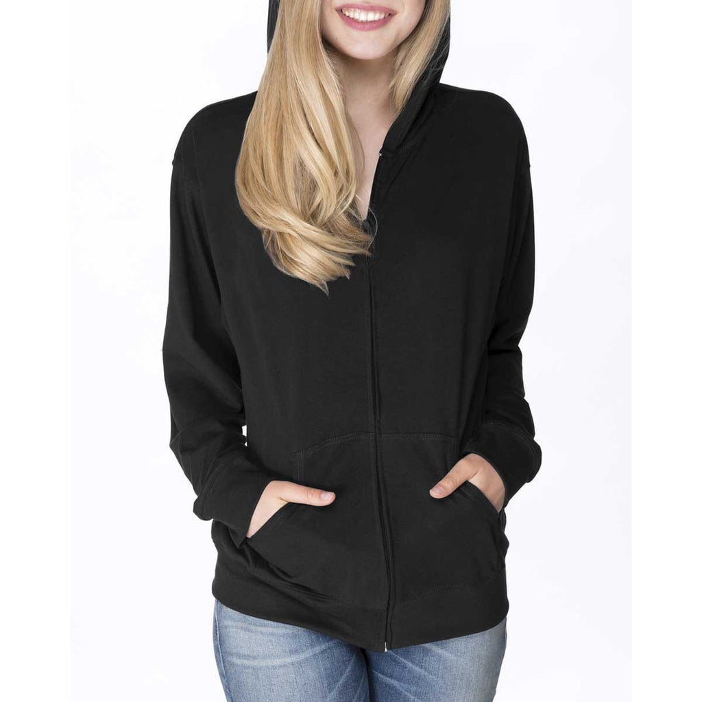 Next Level Unisex Black Sueded Full-Zip Hoodie