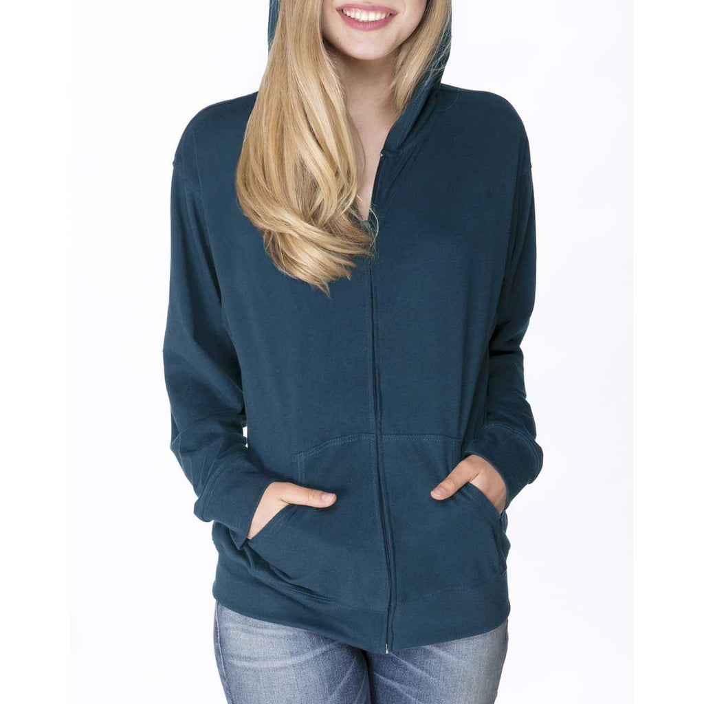 Next Level Unisex Cool Blue Sueded Full-Zip Hoodie