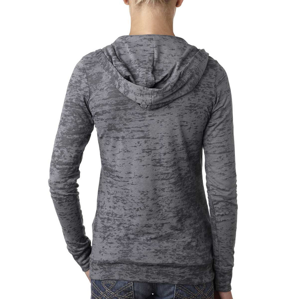 Next Level Women's Dark Gray Burnout Hoodie