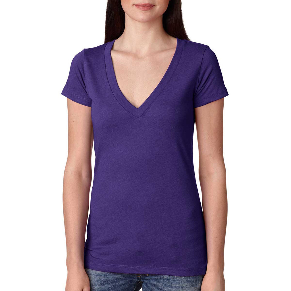 Next Level Women's Purple Rush Triblend Deep-V Tee