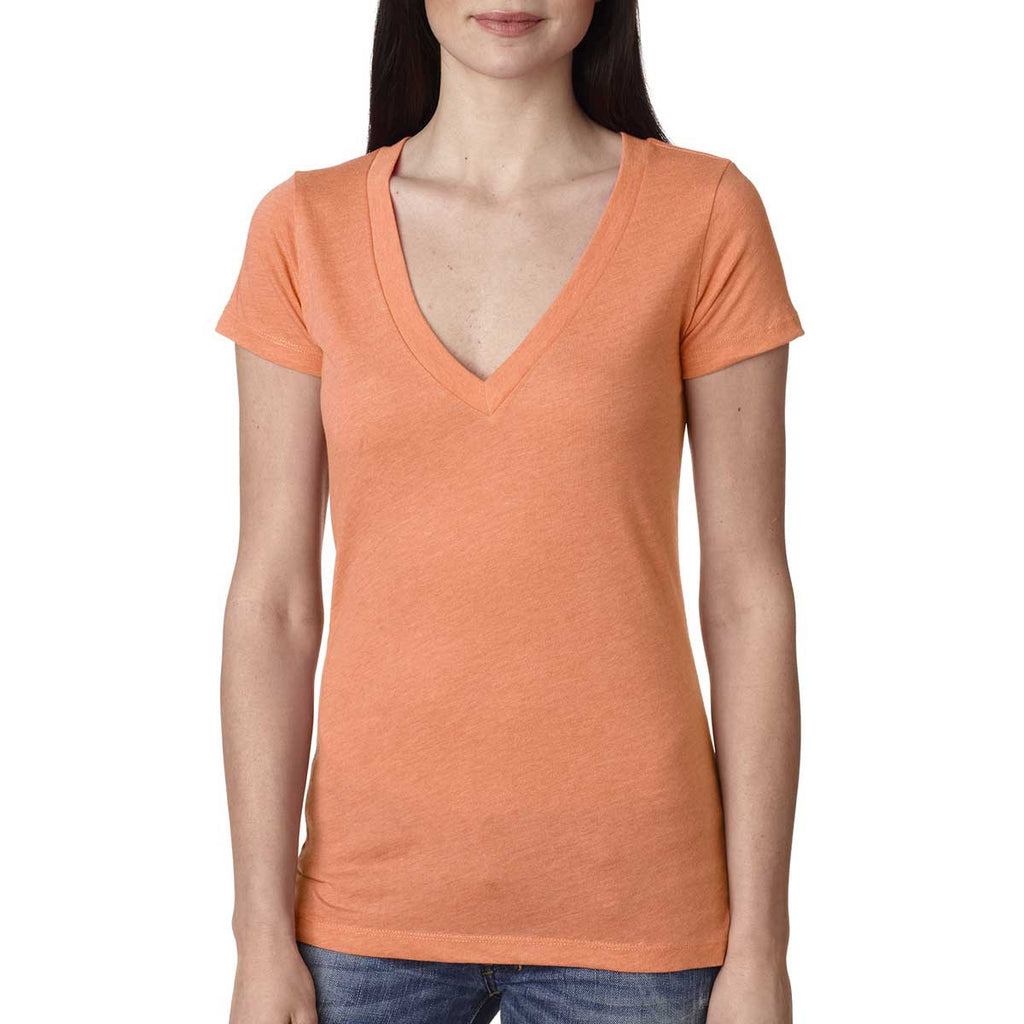 Next Level Women's Vintage Light Orange Triblend Deep-V Tee