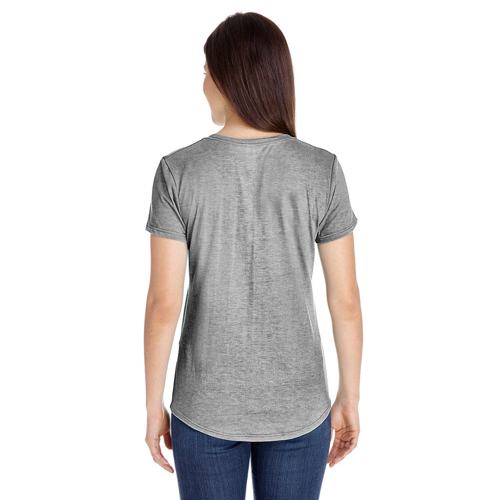Anvil Women's Heather Grey Triblend Scoop Neck T-Shirt