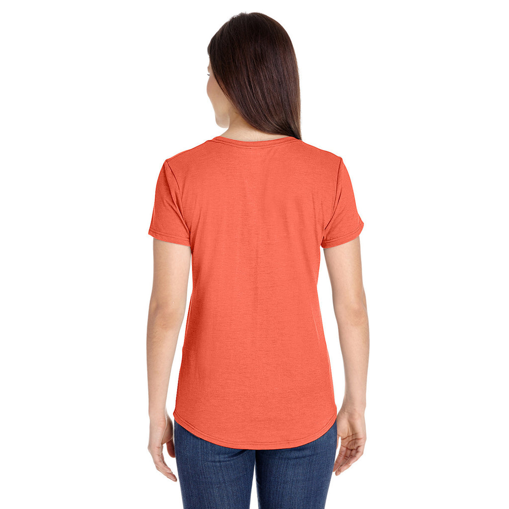 Anvil Women's Heather Orange Triblend Scoop Neck T-Shirt