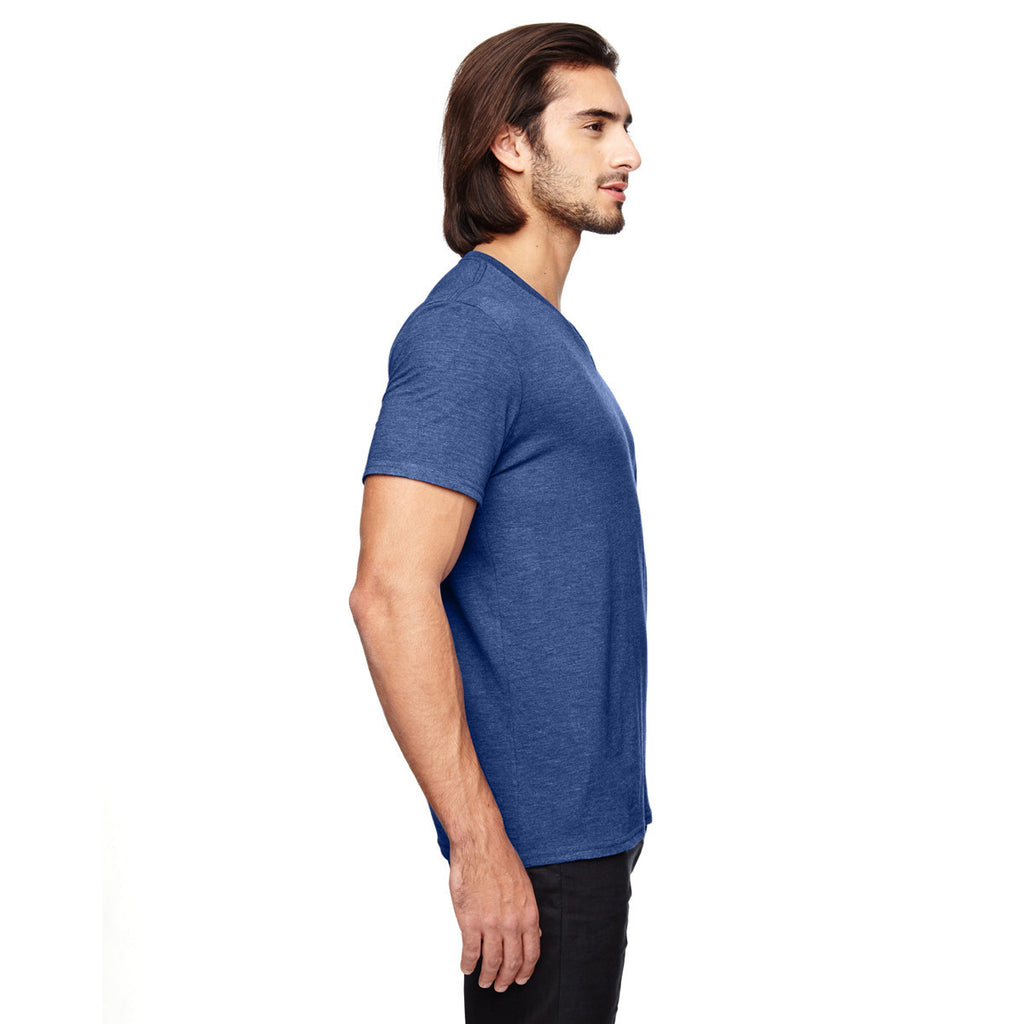 Anvil Men's Heather Blue Triblend V-Neck T-Shirt