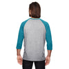Anvil Men's Heather Blue/True Heather Grey Triblend 3/4-Sleeve Raglan T-Shirt