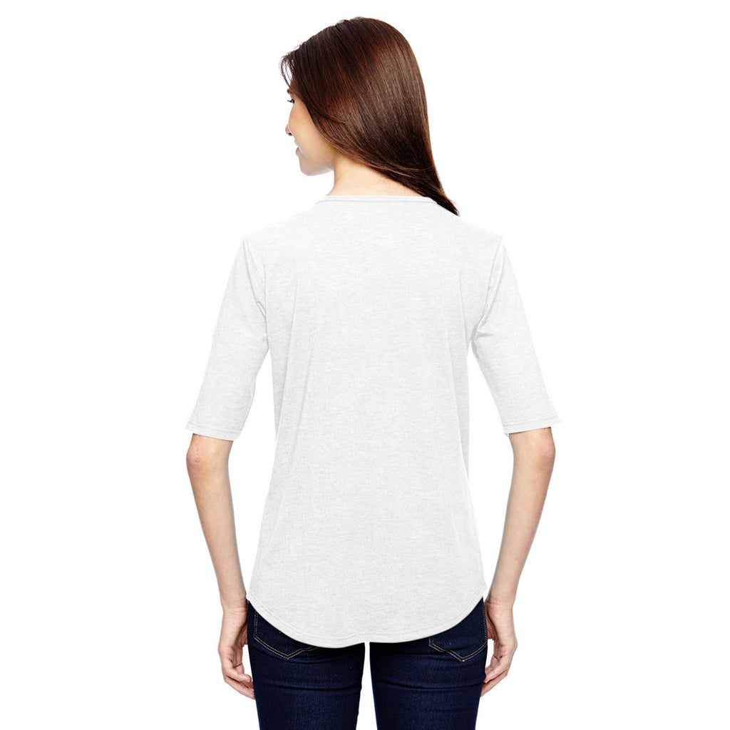 Anvil Women's White Triblend Deep Scoop Half-Sleeve T-Shirt