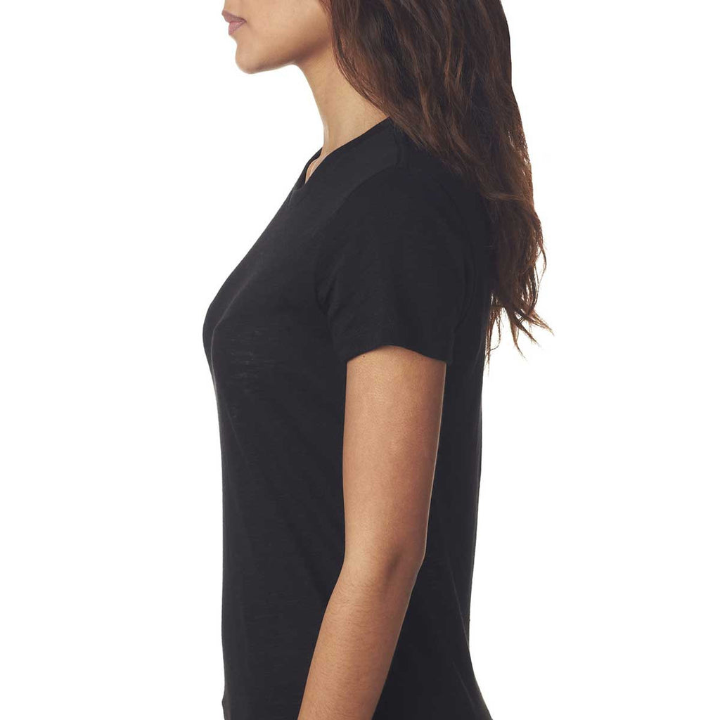 Next Level Women's Black Slub Crew Tee