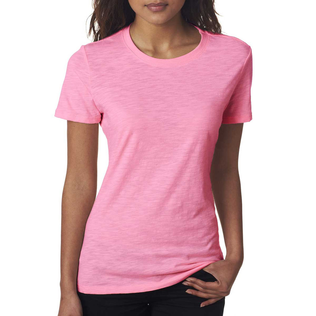 Next Level Women's Neon Pink Slub Crew Tee