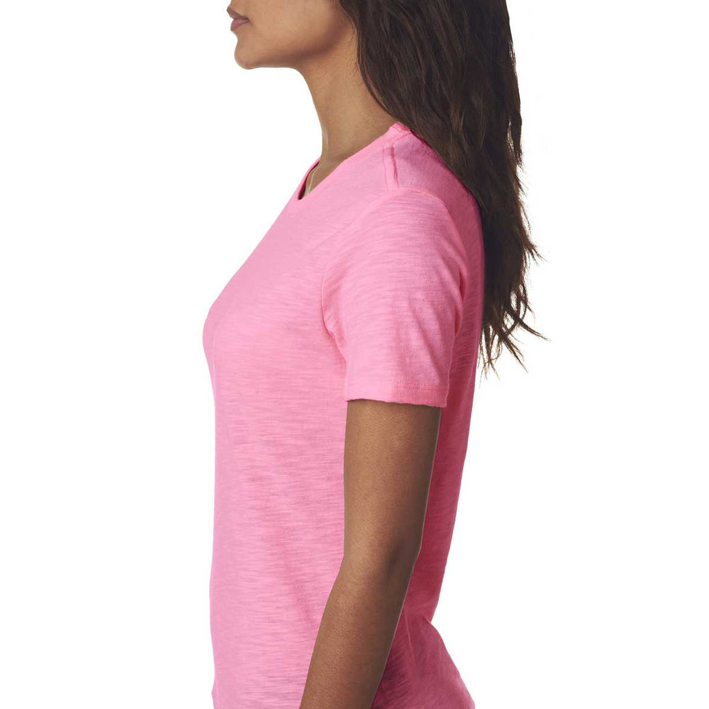Next Level Women's Neon Pink Slub Crew Tee