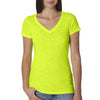 Next Level Women's Neon Yellow Slub Crossover V-Neck Tee