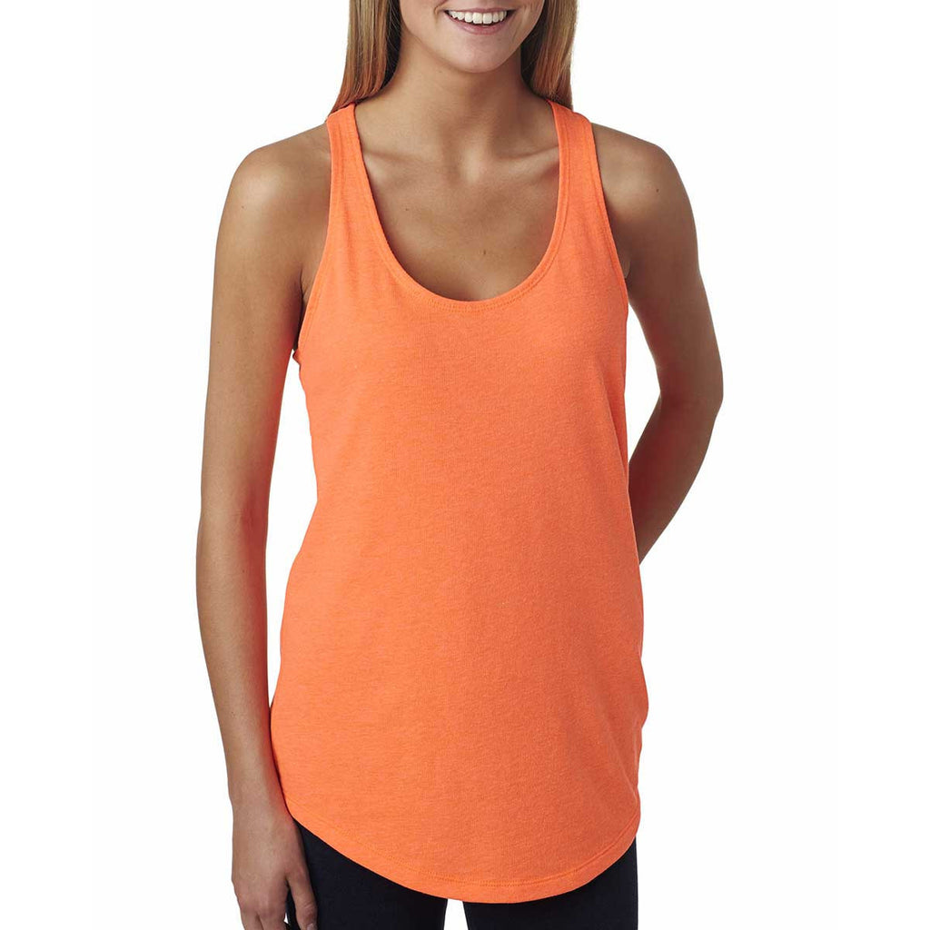 Next Level Women's Neon Heather Orange Terry Racerback Tank