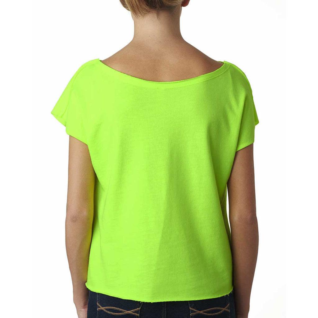 Next Level Women's Neon Heather Green Terry Dolman Tee