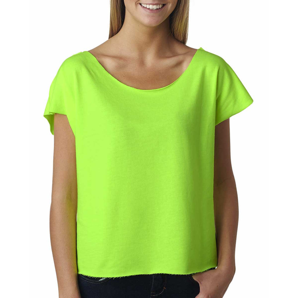 Next Level Women's Neon Heather Green Terry Dolman Tee