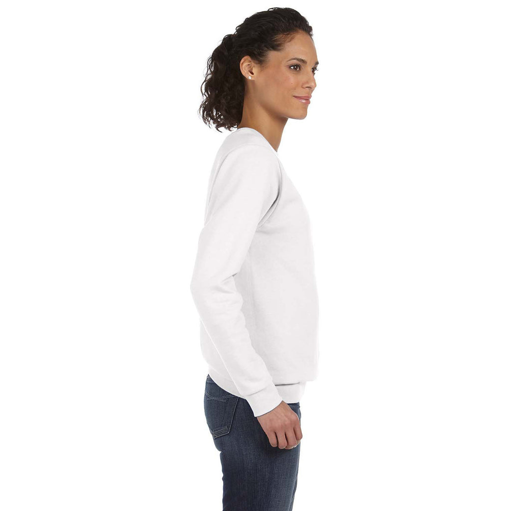 Anvil Women's White Crewneck Fleece Sweatshirt