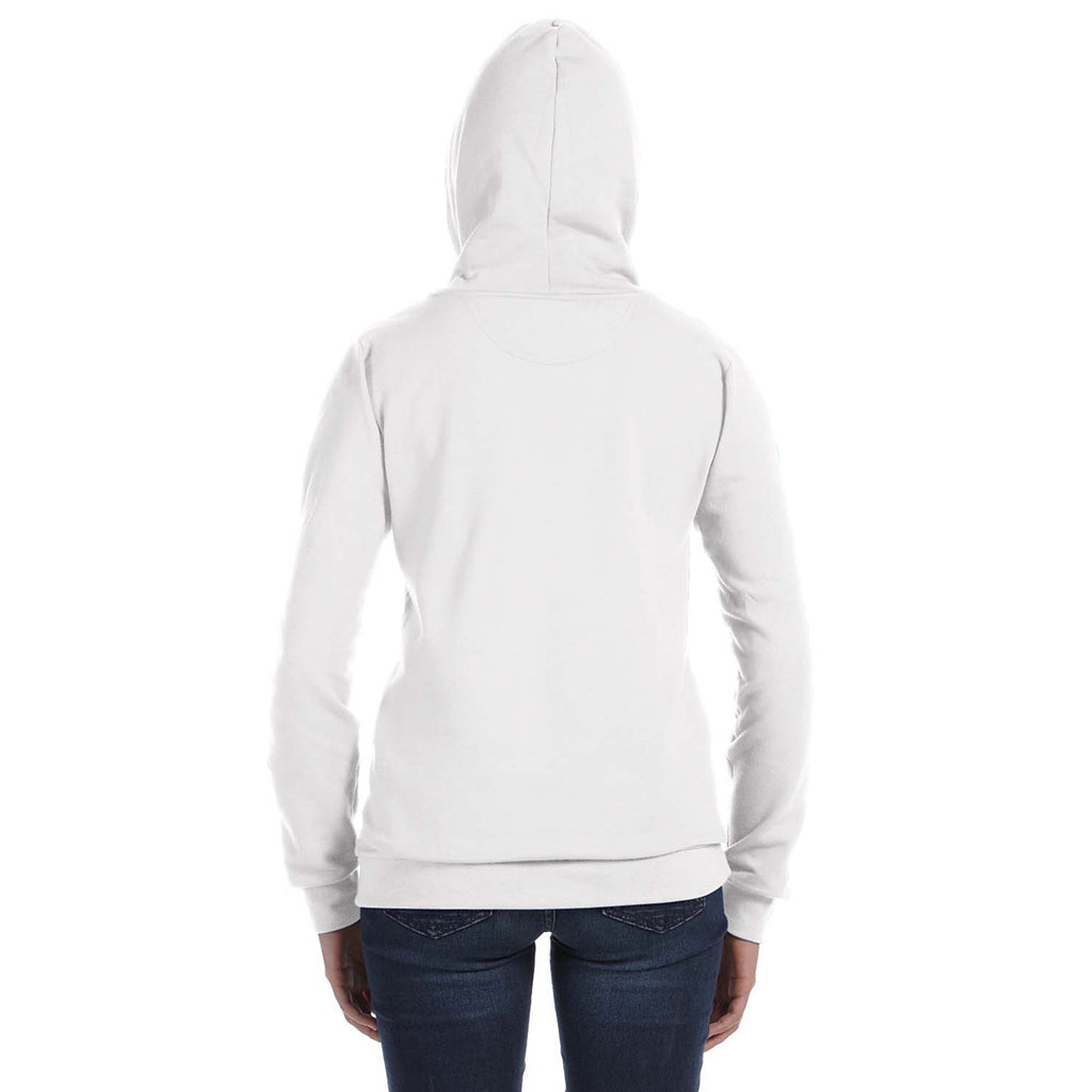 Anvil Women's White Full-Zip Hooded Fleece